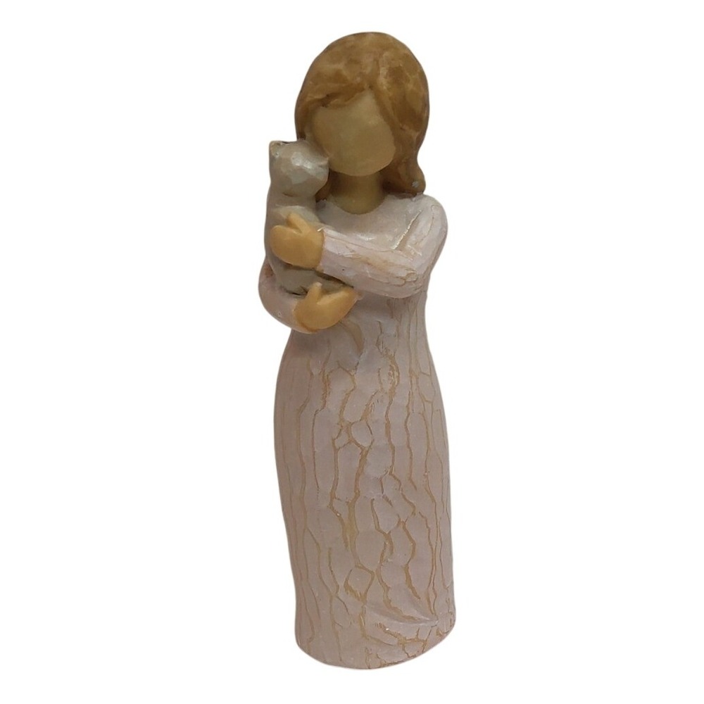 Resin Figurine Woman Holding Cat Pet Love Sentiment